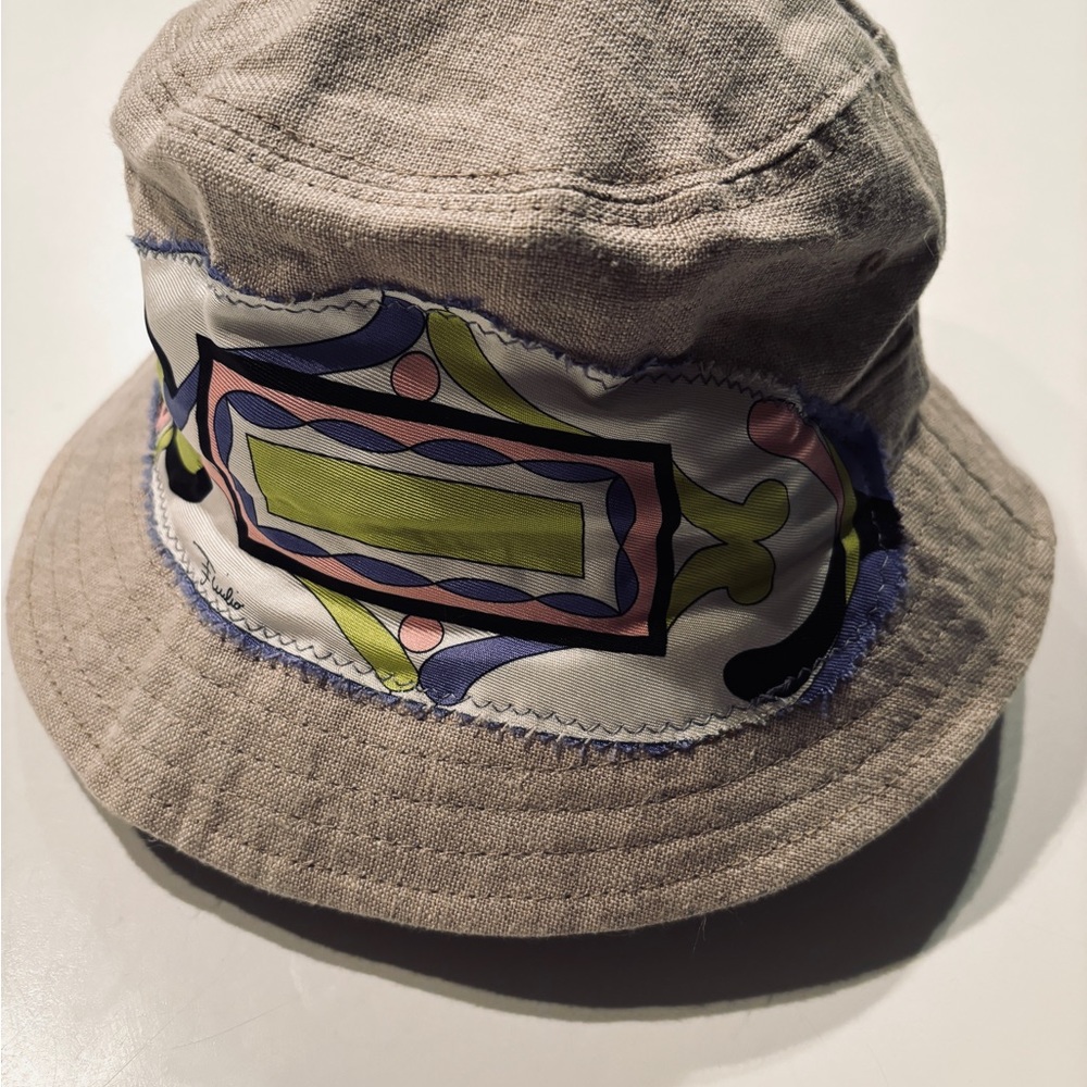 SALE Custom Unisex RESPOKE EMILIO PUCCI Bucket Hat . Pucci Silk Trim Irish Linen - Picture 9 of 15